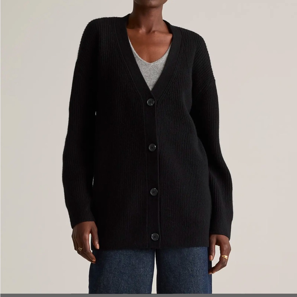 QUINCE Mongolian Cashmere Oversized Boyfriend Cardigan Sweater